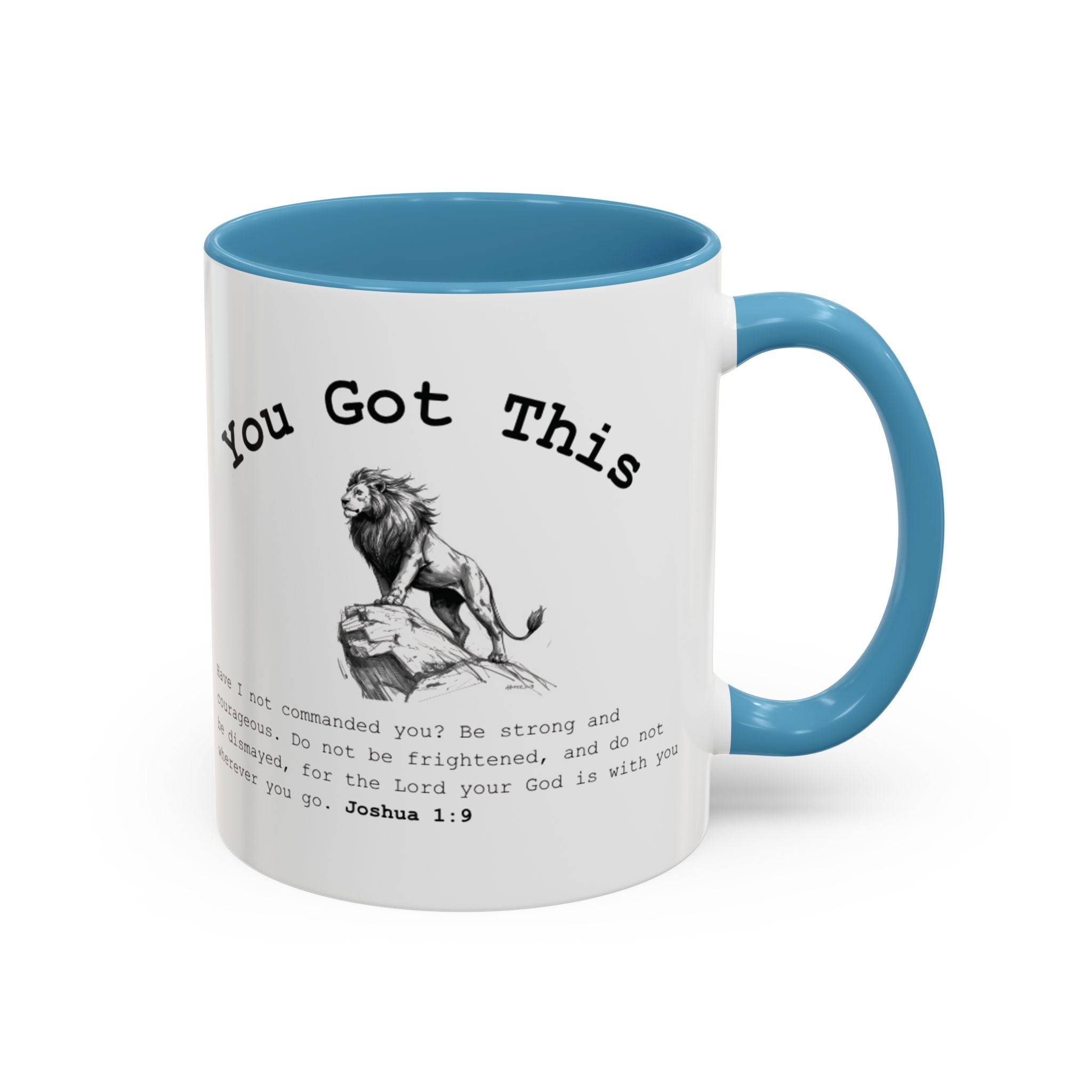 You Got This Lion Accent Mug — Christian Faith Gift, Joshua 1:9 Scripture Mug (11oz/15oz)