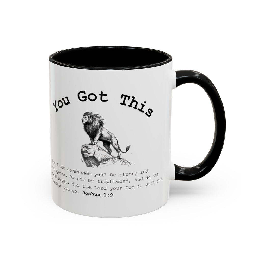 You Got This Lion Accent Mug — Christian Faith Gift, Joshua 1:9 Scripture Mug (11oz/15oz)