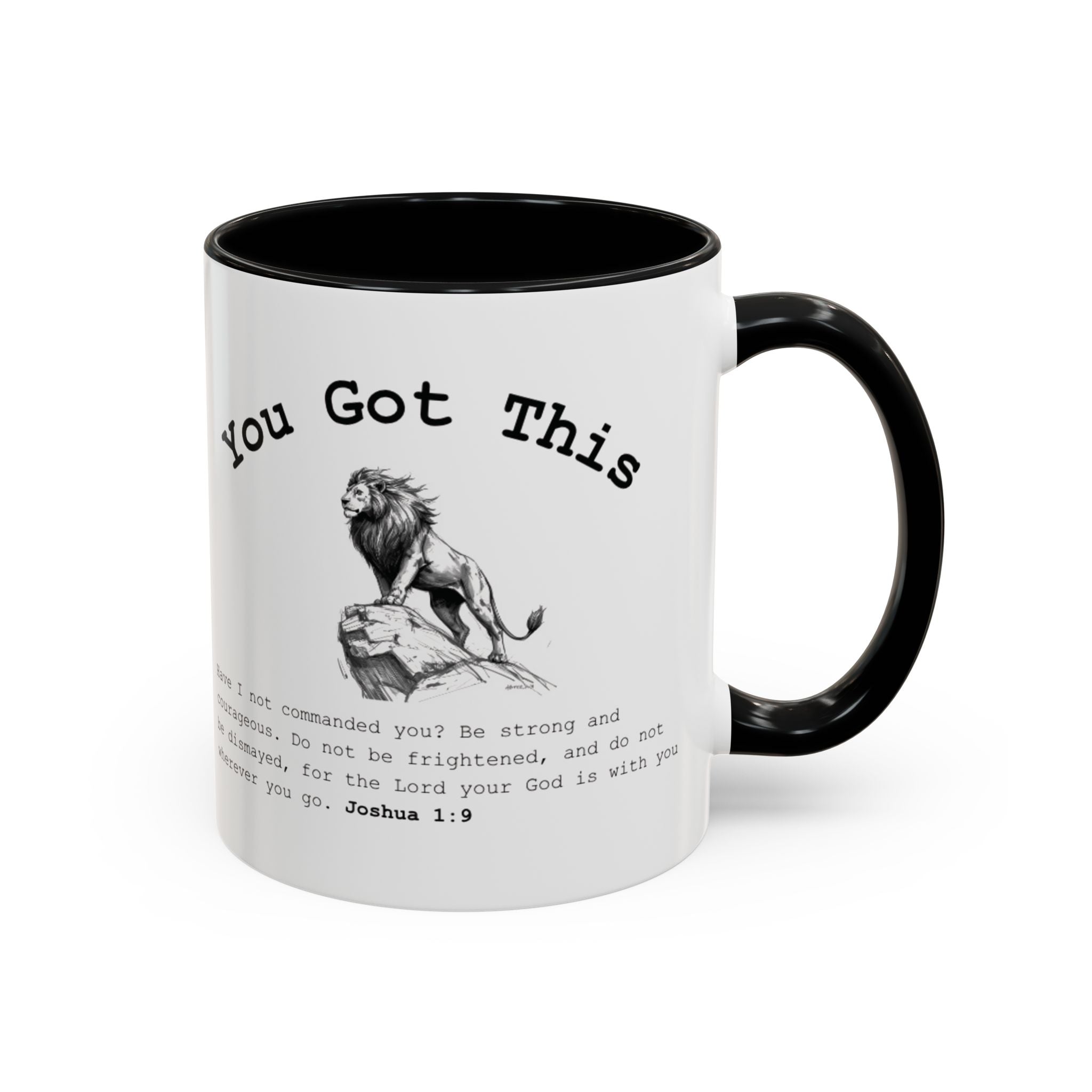 You Got This Lion Accent Mug — Christian Faith Gift, Joshua 1:9 Scripture Mug (11oz/15oz)