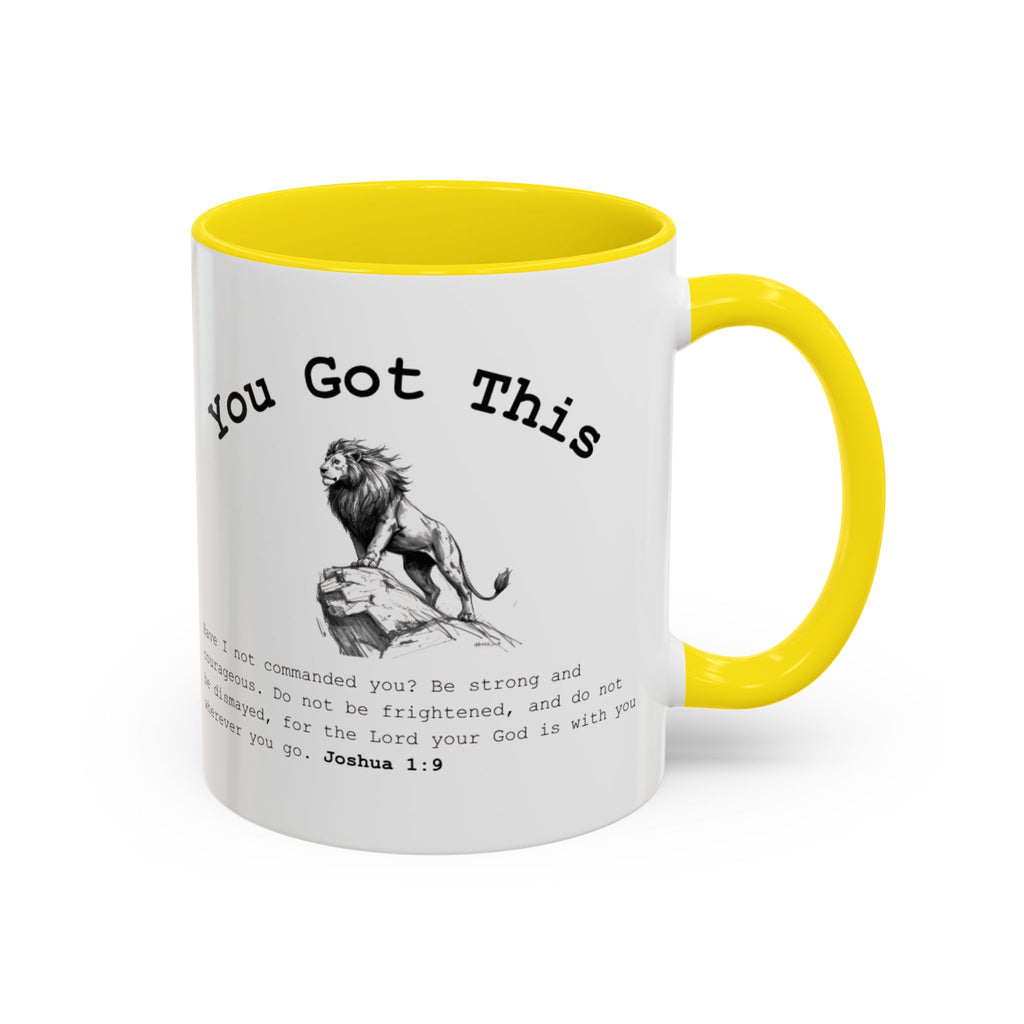 You Got This Lion Accent Mug — Christian Faith Gift, Joshua 1:9 Scripture Mug (11oz/15oz)