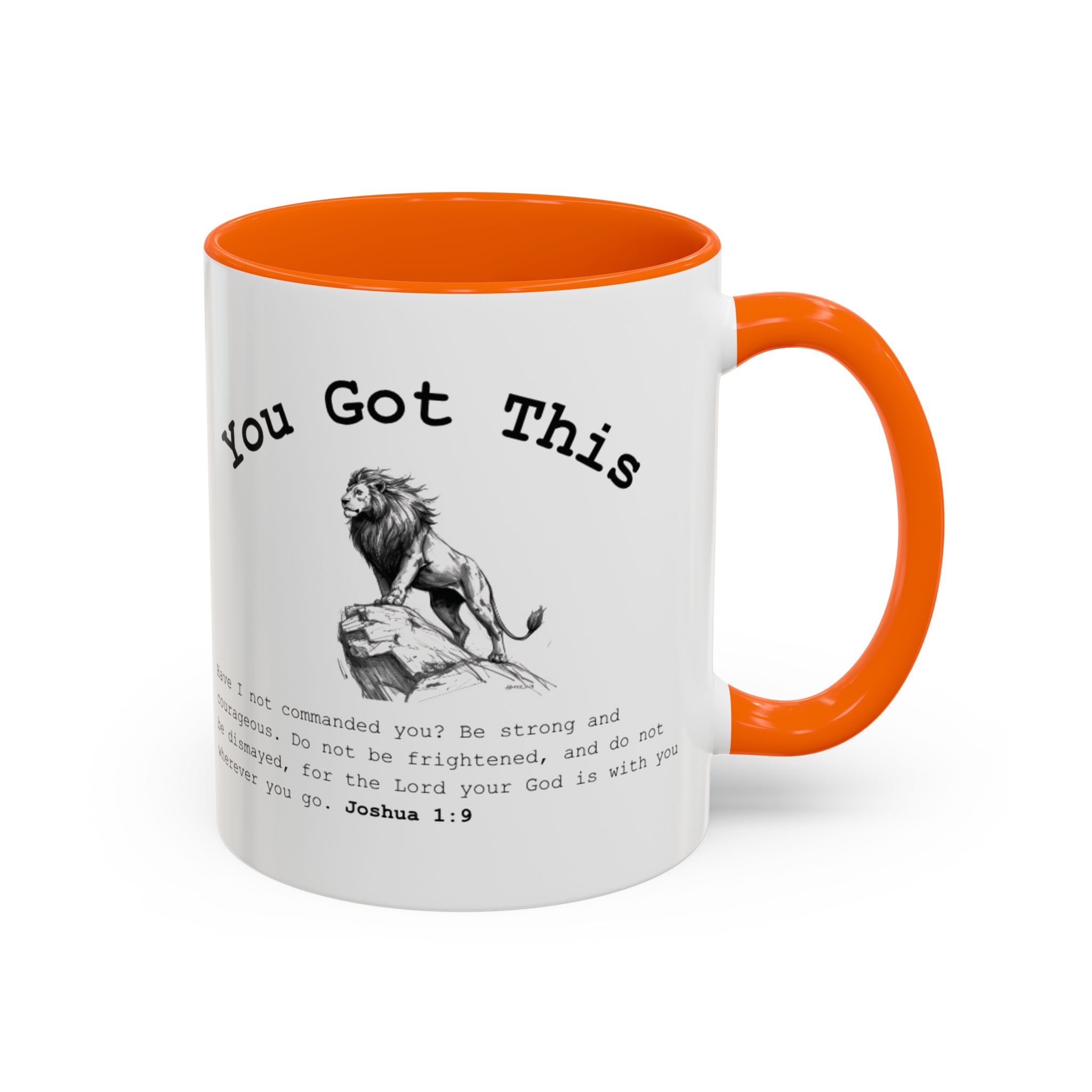 You Got This Lion Accent Mug — Christian Faith Gift, Joshua 1:9 Scripture Mug (11oz/15oz)