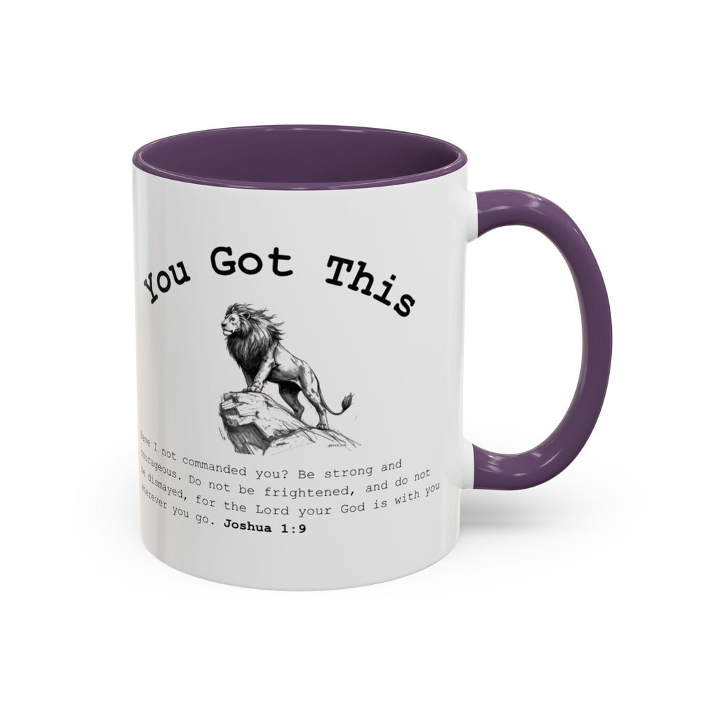 You Got This Lion Accent Mug — Christian Faith Gift, Joshua 1:9 Scripture Mug (11oz/15oz)