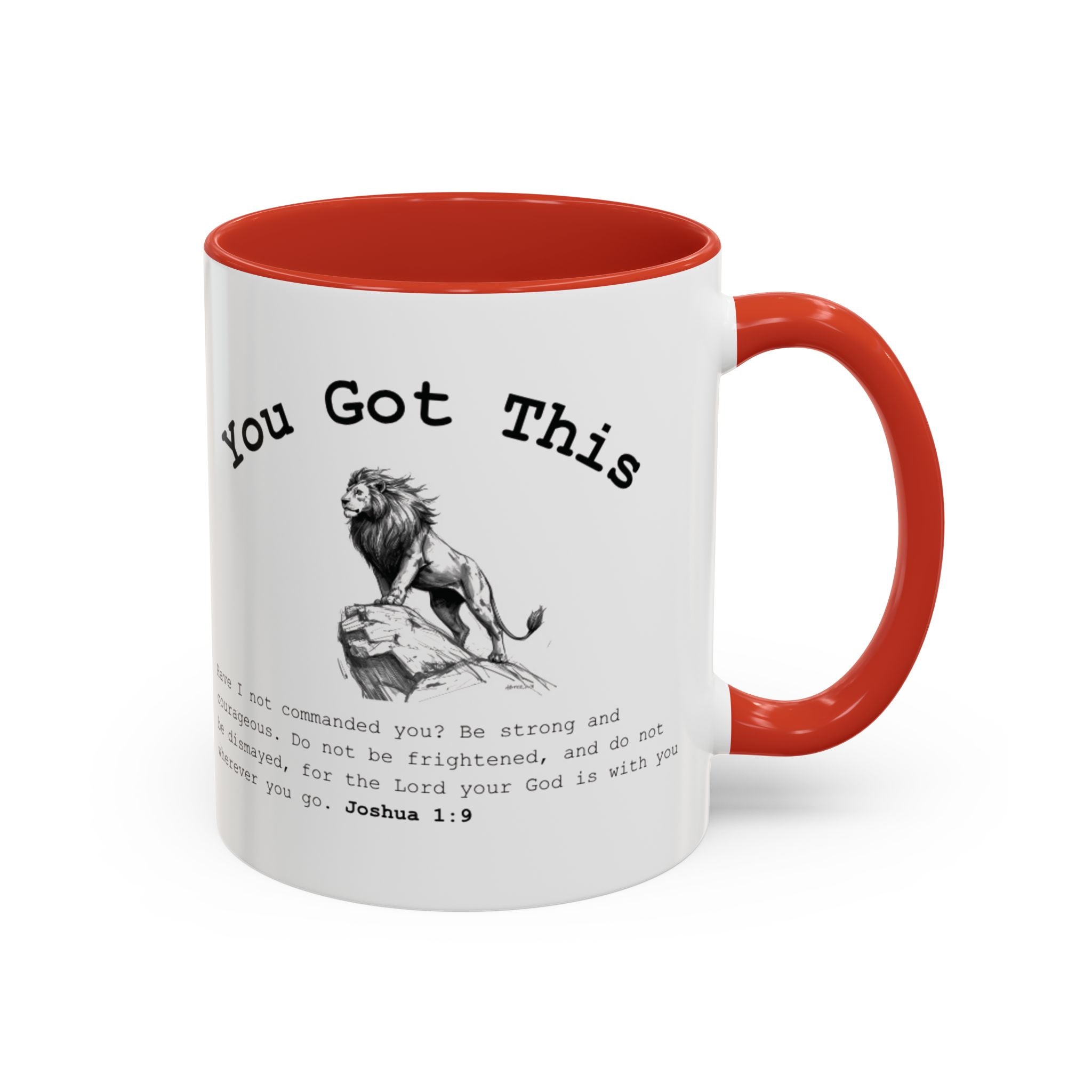 You Got This Lion Accent Mug — Christian Faith Gift, Joshua 1:9 Scripture Mug (11oz/15oz)