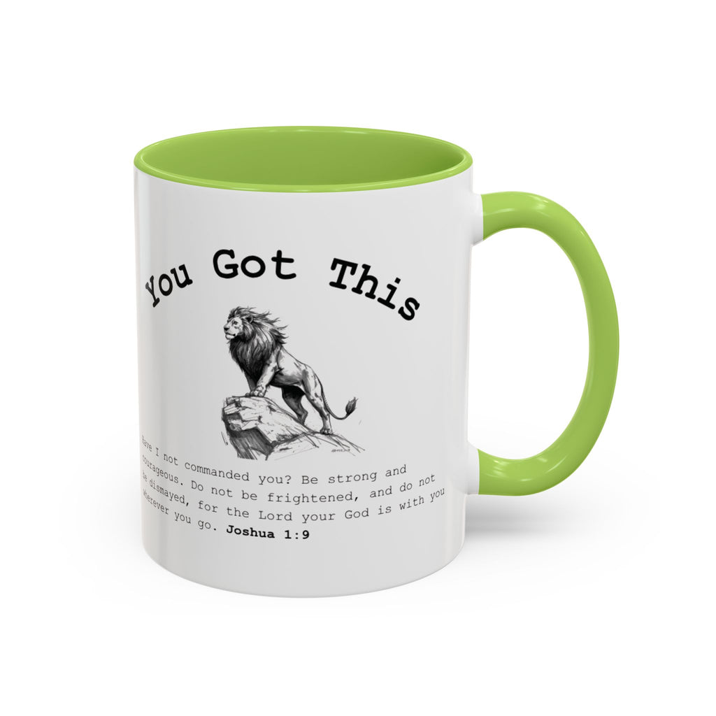 You Got This Lion Accent Mug — Christian Faith Gift, Joshua 1:9 Scripture Mug (11oz/15oz)