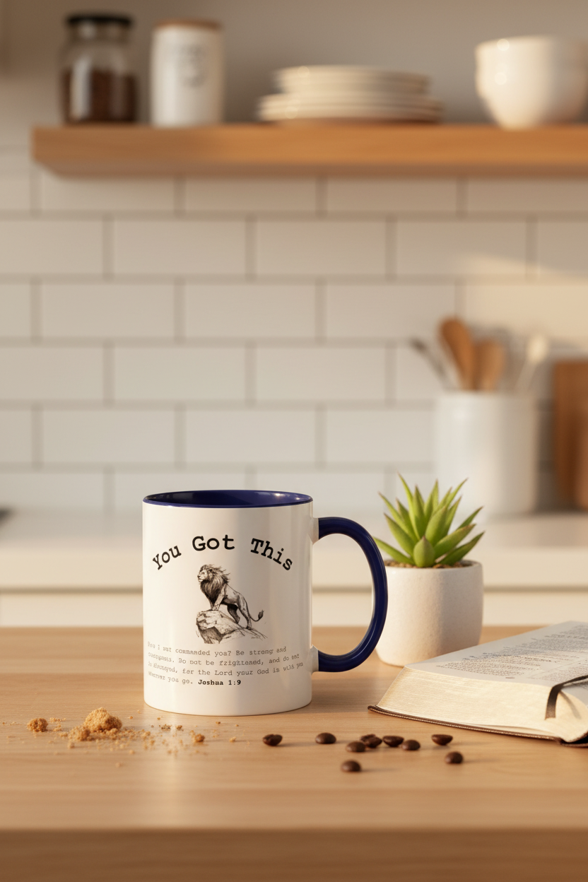 Christian Lion Mug Lifestyle